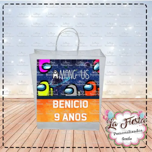 Rótulo Adesivo para Sacolinha Among Us