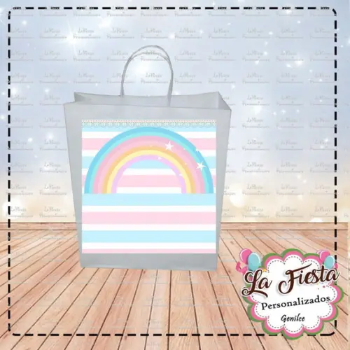 Rótulo Adesivo para Sacolinha Arco Iris
