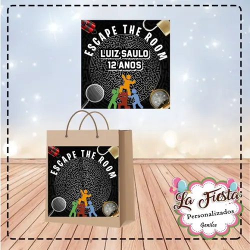 Rótulo Adesivo para Sacolinha Escape The Room