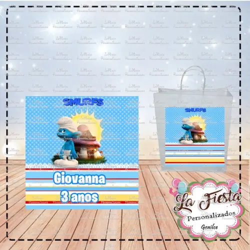 Rótulo Adesivo para Sacolinha os Smurfs
