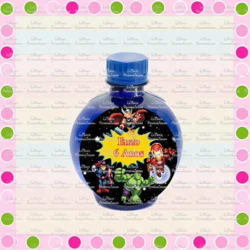 Rotulo Agua Redonda Super Heróis