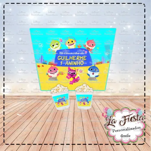 Rotulo Balde de Pipoca Baby Shark