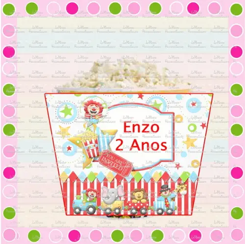 Rotulo Balde de Pipoca Circo