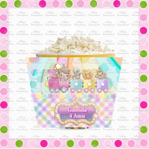 Rotulo Balde de Pipoca Circo Candy