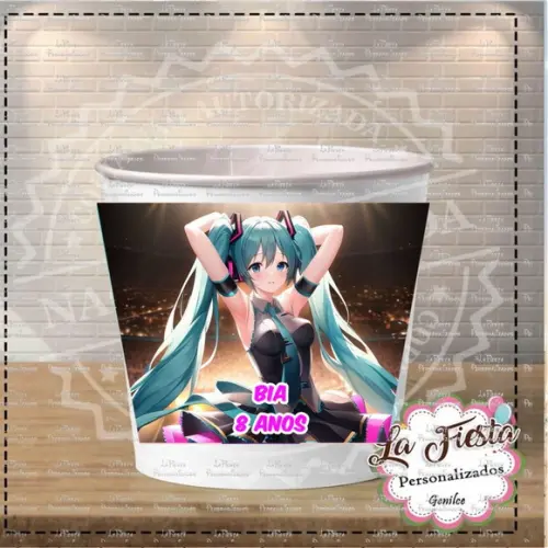 Rotulo Balde de Pipoca Hatsune Miku