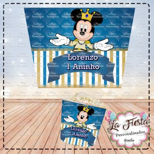 Rotulo Balde de Pipoca Mickey Realeza
