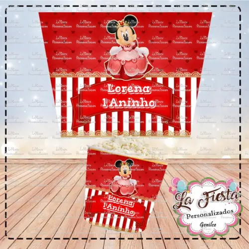 Rotulo Balde de Pipoca Minnie Realeza