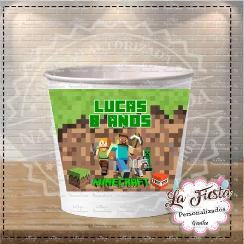 Rotulo Balde de Pipoca Minecraft