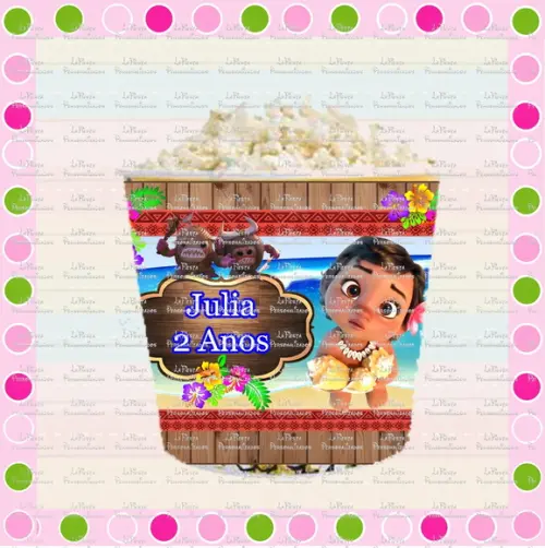 Rotulo Balde de Pipoca Moana Baby