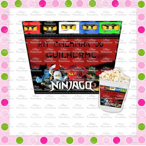 Rotulo Balde de Pipoca Ninjago