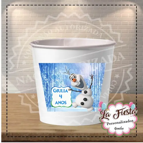 Rotulo Balde de Pipoca Olaf Frozen