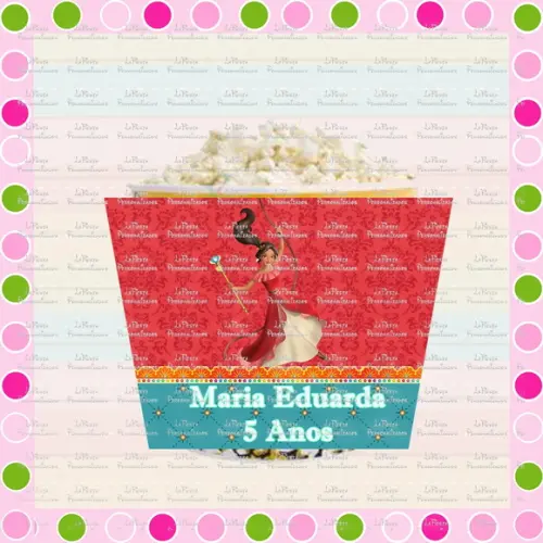 Rotulo Balde de Pipoca Princesa Elena de Avalor