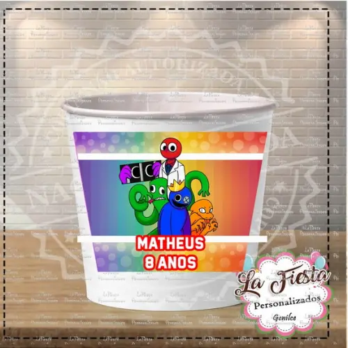 Rotulo Balde de Pipoca Rainbow Friends