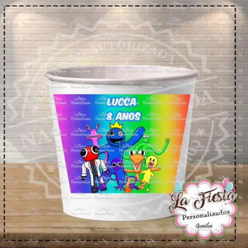 Rotulo Balde de Pipoca Rainbow Friends
