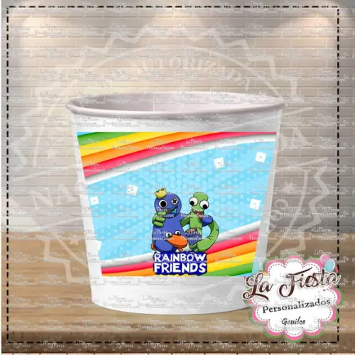 Rotulo Balde de Pipoca Rainbow Friends