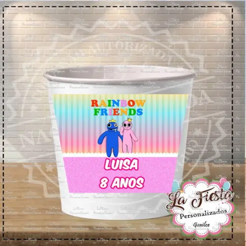Rotulo Balde de Pipoca Rainbow Friends