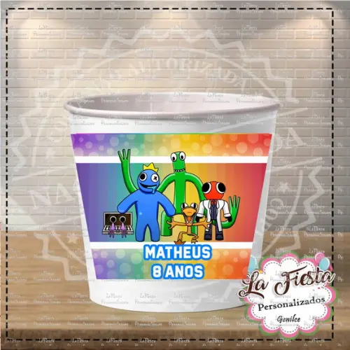Rotulo Balde de Pipoca Rainbow Friends