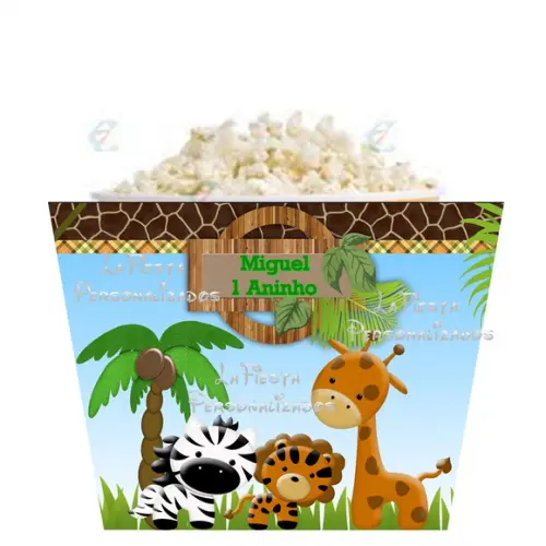 Rotulo Balde de Pipoca Safari Baby 1,5 l
