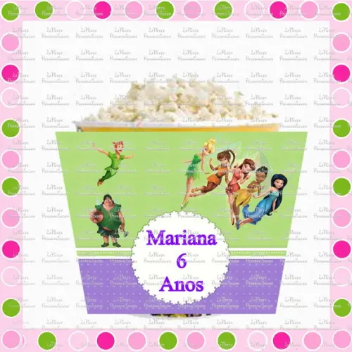 Rotulo Balde de Pipoca Sininho Tinker Bell