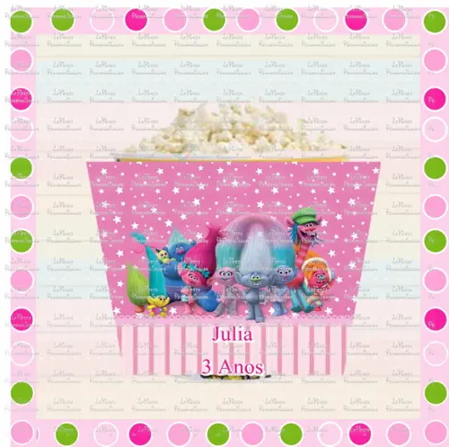 Rotulo Balde de Pipoca Trolls