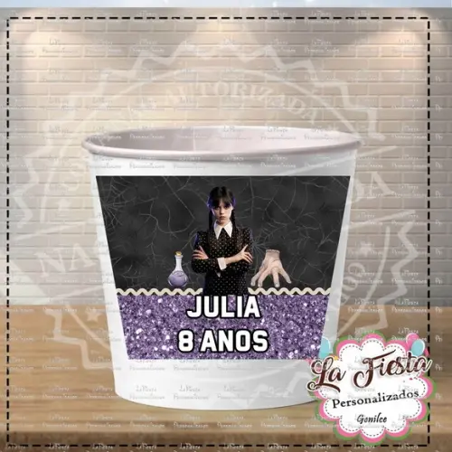 Rotulo Balde de Pipoca Wandinha Addams