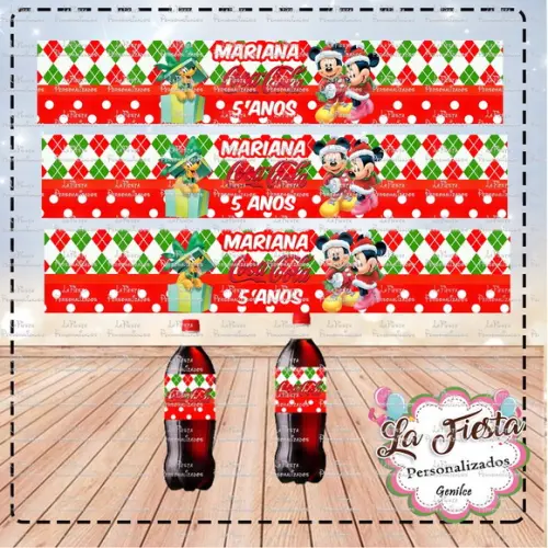 Rótulo Coca Cola Mickey e Minnie Natal