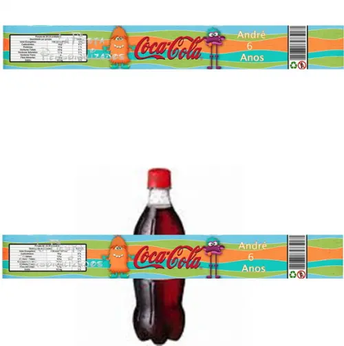 Rótulo Coca Cola Monstrinho 19,5x3,5 cm;