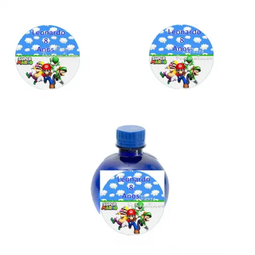 Rotulo para Agua Redondo Mario Bros
