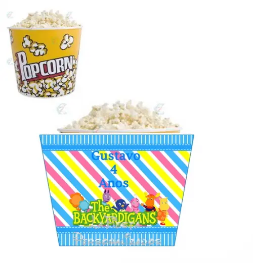 Rotulo para Balde de Pipoca Backyardigan