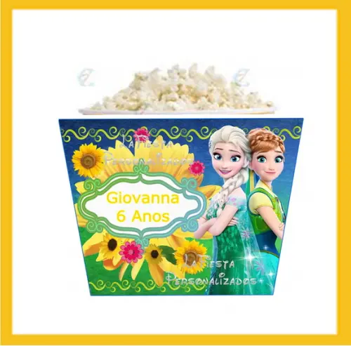 Rotulo para Balde de Pipoca Frozen