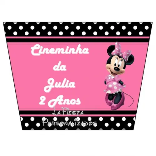 Rotulo Para Balde De Pipoca Minnie Rosa