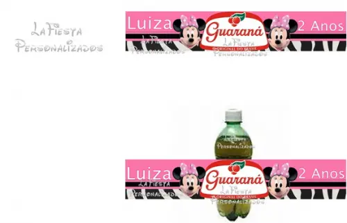 Rótulo Para Guaraná Minnie Rosa Zebra