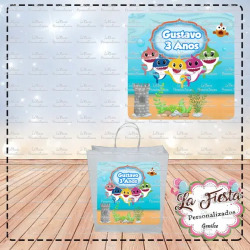 Rótulo para sacolinha adesiva Baby Shark