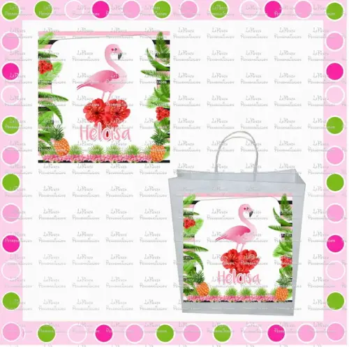 Rótulo para sacolinha adesiva Flamingo
