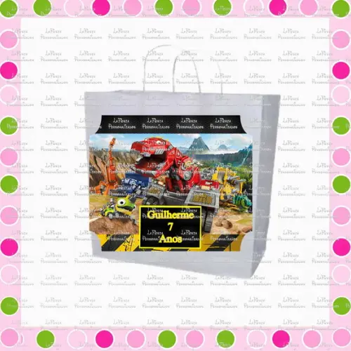 Rótulo para sacolinha adesiva Dinotrux