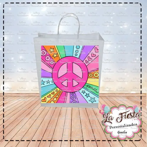 Rótulo para sacolinha adesiva Hippie