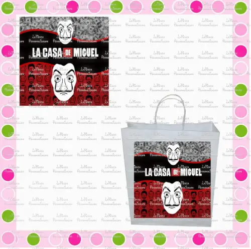Rótulo para sacolinha adesiva La Casa de Papel