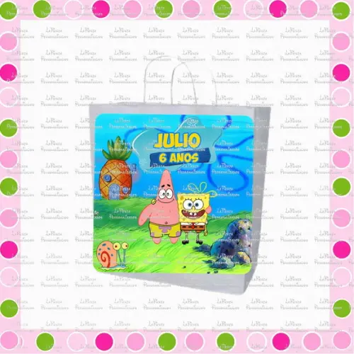 Rótulo Sacolinha Adesiva Bob Esponja