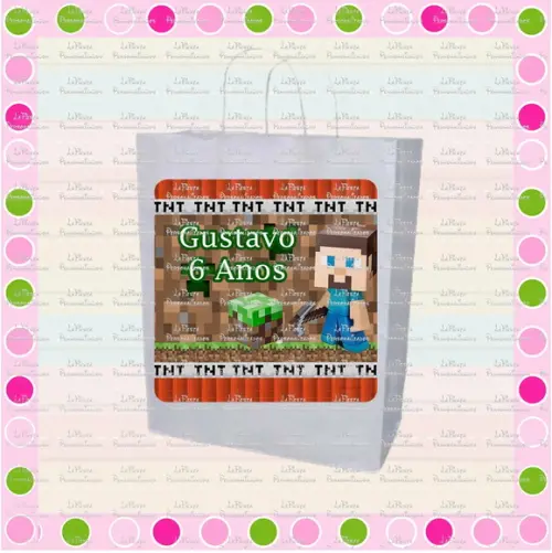 Rótulo Sacolinha Adesiva Minecraft