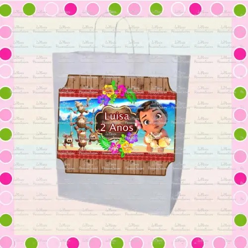 Rótulo Sacolinha Adesiva Moana Baby