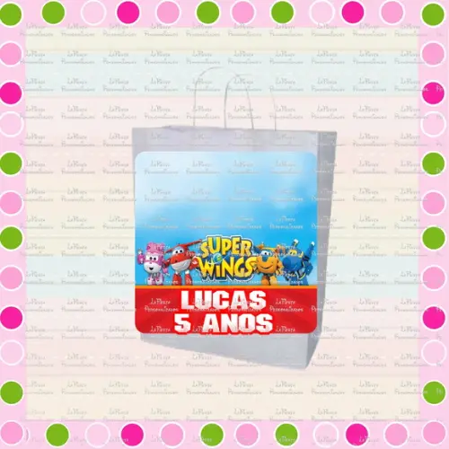Rótulo Sacolinha Adesiva Super Wings