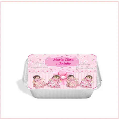 Tampa Marmita 250 ml Boneca Rosa