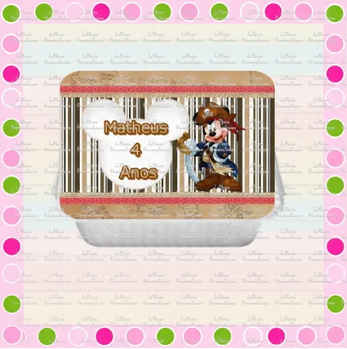 Tampa Marmita 250 Ml Mickey Pirata