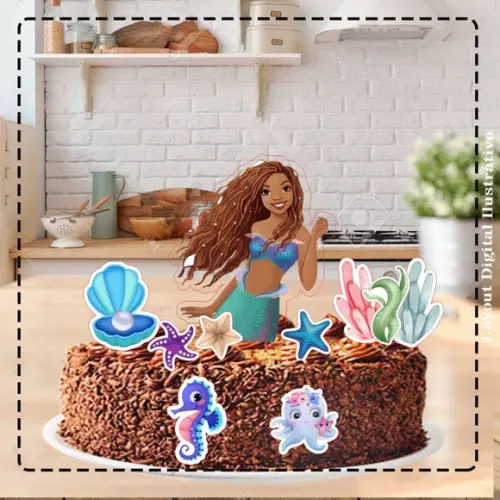 Topo de Bolo Ariel a Pequena Sereia