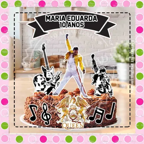 Topo de Bolo Banda Queen