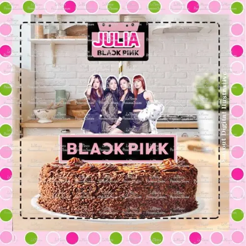 Topo de Bolo Black Pink