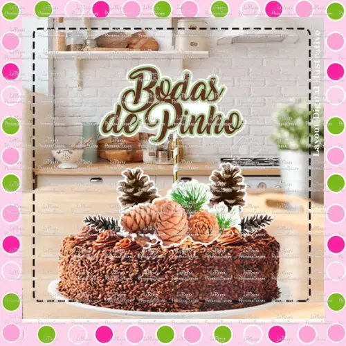 Topo de Bolo Bodas de Pinho