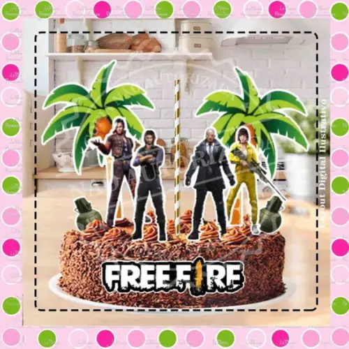 Topo de Bolo Free Fire