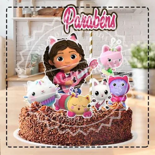 Topo de Bolo Gabby's Dollhouse