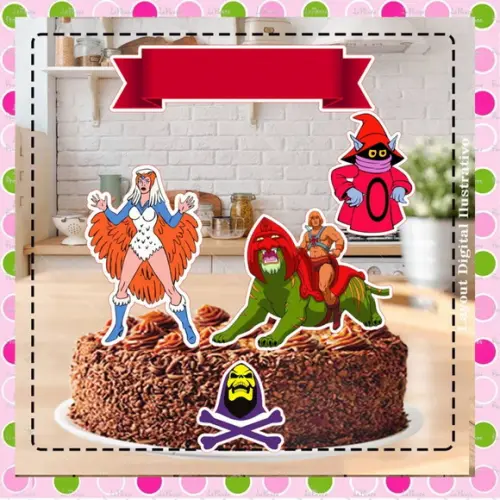 Topo de Bolo He Man e She Ra